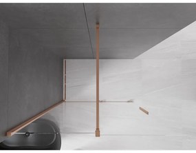 Mexen Velar, posuvné dvere do otvoru typ Walk-In 130 cm, 8mm číre sklo, medená matná, 871-130-000-03-65