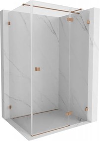 Mexen Lunar T, pravý výklopný sprchový kút 115 x 70 cm, 8mm číre sklo, profil medená matná, 834T-115-070-65-00-P