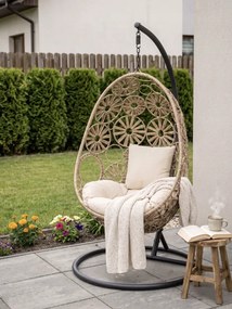 Závesné kreslo kokón záhradná hojdačka hojdací kôš vajíčko s vankúšom boho