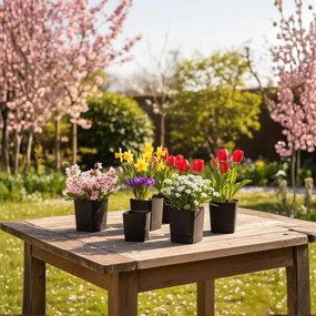 PLASTOVÝ KVETINÁČ CUBI 25X27,5 CM ČIERNA