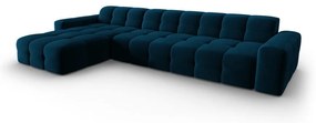 Tmavomodrá zamatová rohová pohovka (ľavý roh) Kendal - Micadoni Home