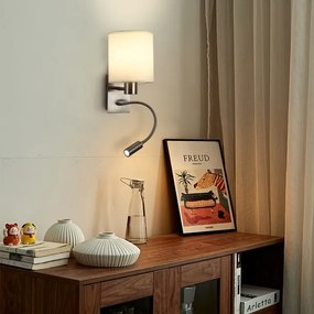 Brilagi -LED Flexibilná nástenná lampa NUBILA 1xE27/25W/230V+LED/3W matný chróm/krémová