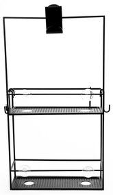 Čierna závesná oceľová kúpeľňová polička Cubiko - Umbra