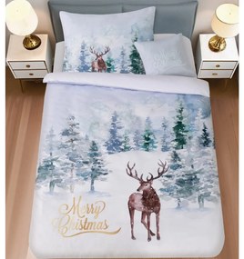 3 dielne 3D obliečky Polycotton Vianočné Jeleň 200x140cm+90x70cm TiaHome