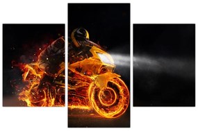 Obraz - Motorkár s plameňmi (90x60 cm)
