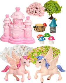 LEAN Toys Kreatívna súprava DIY terárium Jednorožci nočné svetlo ovládanie hlasom