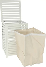 Kondela Kôš na bielizeň, lakovaný bambus/biela/béžová, BASKET