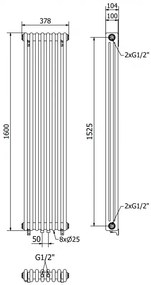 Mexen Denver, vykurovacie teleso 1600 x 378 mm, 1487 W, čierna, W215-1600-378-00-70