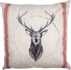 Béžová obliečka na vankúš s jeleňom Christmas Deer - 45*45 cm