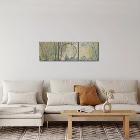 Obraz - Claude Monet, Woman Seated under the Willows, reprodukcia (s hodinami) (90x30 cm)