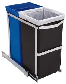Vstavaný kôš na triedený odpad 20 + 15 l, lesklá oceľ/plastové vedro, čierna