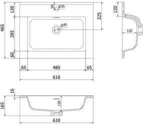 Mexen Rivel, kúpeľňová skrinka 60 cm s umývadlom Otis, 2 zásuvky, drážkovaná, sivá matná/biela, 91A20-06047-2-BFF62-W18M01