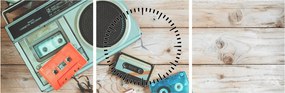 Obraz - Retro rádio (s hodinami) (90x30 cm)