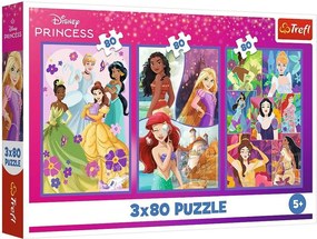 Trefl 3 x 80 Priatelia princeznej / Disney Princess