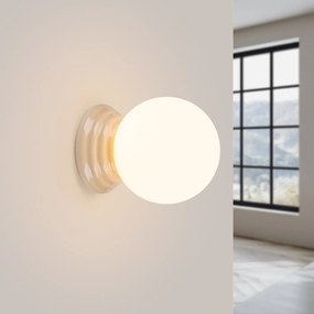 Nástenné svietidlo Zori, 1x biele sklenené tienidlo, be