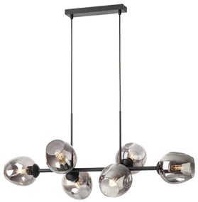 Redo 01-2620 - Luster na lanku PIERCE 6xE27/42W/230V čierna/dymová