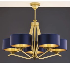 Jupiter 2114 - Luster na tyči KASZMIR 5xE27/15W/230V modrá/zlatá
