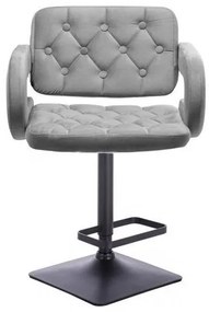 LuxuryForm DESIGN Barová stolička ADRIA VELUR na čiernej hranatej podstave - šedá