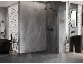 Mexen Lunar L, sprchová stena pravá 50 x 200 cm, 8mm číre sklo, čierny matný profil, 830L-050-000-70-00-P