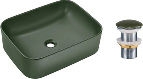 Comad Keramické umývadlo na dosku Kama 50x38,5 zelené + výpusť Click-Clack zelená