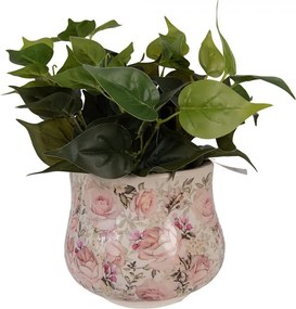 Keramický obal na kvetináč s ružami Rosien L - Ø 21*17 cm