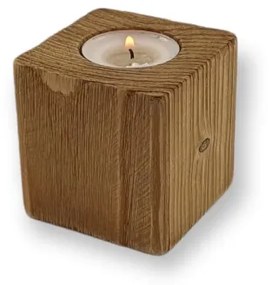 Woody & Son Drevený svietnik na čajové sviečky - Cube mini Farba: Svetlý dub