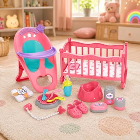 LEAN Toys Sada 3 v 1 – interaktívna bábika Bobas Sika, ktorá plače, kolíska, kočík a príslušenstvo