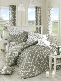 Bavlnené obliečky na dvojlôžko s plachtou Madaly 200x220 cm šedo-biele