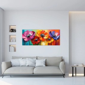 Obraz - Päť pestrofarebných kvetov (120x50 cm)