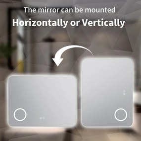 Erga Myra, LED zrkadlo 80x60 cm s kozmetickým zrkadlom 3x zväčšenie, 3146 lm, 3 farby svetla, zadné osvetlenie, ERG-V01-MYRA-8060-00