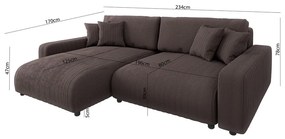 Hnedá menčestrová rozkladacia rohová pohovka (variabilná) Sara – Ropez