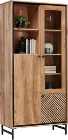 XXXLutz VITRÍNA, akácia, čierna, farba akácie, 90/190/42 cm Ambia Home - Sklenené vitríny - 001630014901