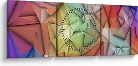 Obraz - Polygonálna abstrakcia (s hodinami) (90x30 cm)