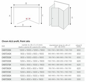 Mereo Mereo, Sprchový kút, LIMA, chróm ALU, sklo Point, MER-CK87292K