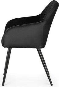 Sada šiestich jedálenských stoličiek LUXANO zamatové, čierne / čierne nohy (6 ks)