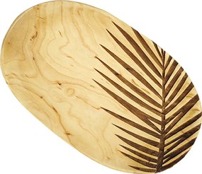 AMADEA Drevený servírovací podnos s motívom listu, masívne drevo, 22 cm