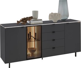 XXXLutz ŠIROKÁ KOMODA, dub, antracitová, 186,2/86,1/46 cm Dieter Knoll - Komody - 001770000906