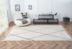 My Flair, Kusový koberec Moroccan Charm weiß, 190x240, čiernobiela, obývacia izba