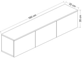 TV stolík Neon 160 cm dub/biela