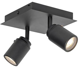 Inteligentné kúpeľňové bodové svetlo čierne štvorcové IP44 vrátane 2 Wifi GU10 - Ducha