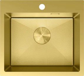Mexen Solix, 1-komorový nerezový drez 500 x 450 mm, brúsená zlatá, vzor voština, 6402501000-55HC