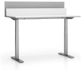 PLAN Kancelársky pracovný stôl SINGLE LAYERS s prepážkami, nastaviteľné nohy, biela / sivá