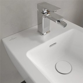 VILLEROY &amp; BOCH Subway 3.0 závesný bidet s otvorom, s prepadom, 375 x 560 mm, Stone White, s povrchom CeramicPlus, 447000RW