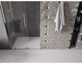 Mexen Velar, posuvné dvere do otvoru 90x200 cm, 8mm číre sklo, zlatá lesklá, 871-090-000-01-50