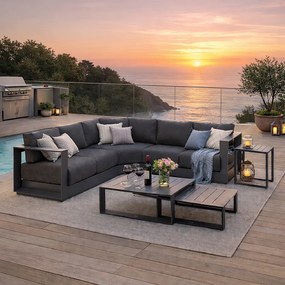 Hliníková rohová zostava pre 5 osôb MADRID NEW (antracit)