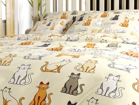 Bavlnené obliečky COLORED CATS BLEND krémové Rozmer obliečky: 70 x 90 cm | 140 x 220 cm