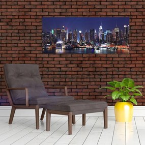 Obraz - Osvetlené New Yorské mrakodrapy (120x50 cm)