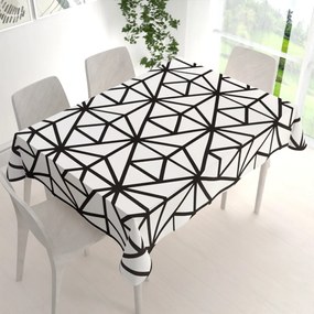 Biante Bavlnený obdĺžnikový obrus Sandra SA-577 Čierne geometrické vzory na bielom 140x180 cm