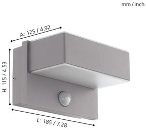 Eglo 97159 - LED Vonkajšie nástenné svietidlo so senzorom AZZINANO 2xLED/5,6W/230V