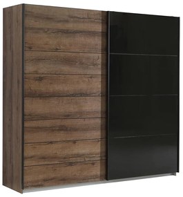 Skriňa Java 220 dub šľachtený/čierne sklo